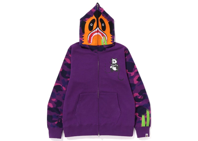 BAPE Color Camo Panda Full Zip Hoodie Purple