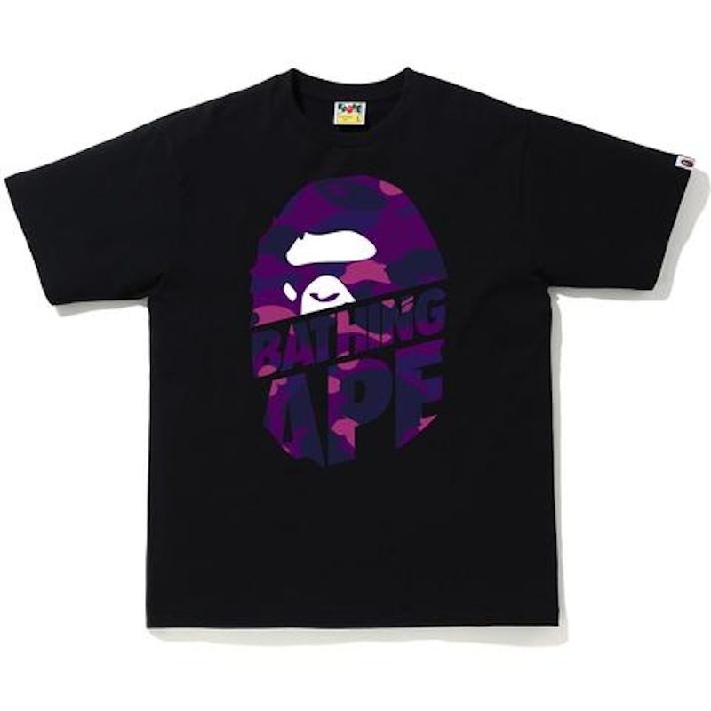 BAPE Color Camo Peek Ape Head T-shirt Black/Purple