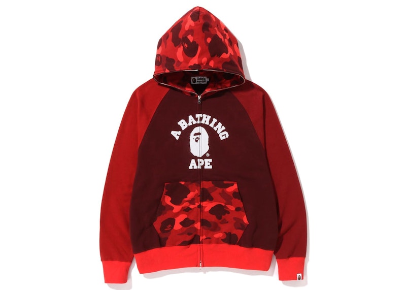 BAPE Color Camo Relaxed Fit Full Zip Hoodie Red