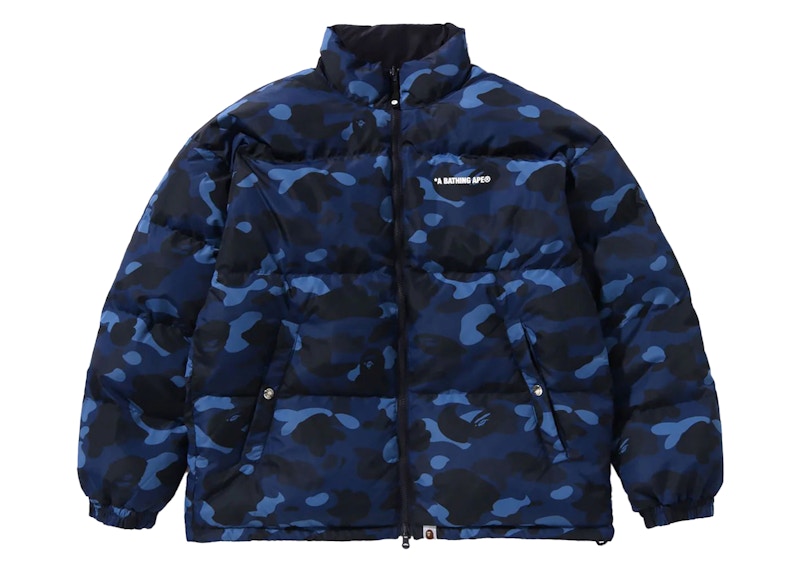 BAPE Color Camo Reversible Down Jacket Navy