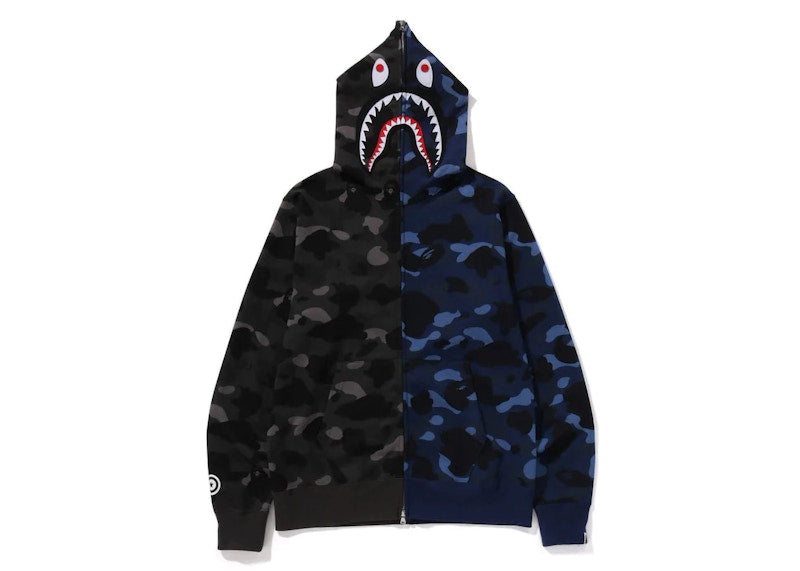 BAPE Color Camo Separate Shark FZ Hoodie Black/Navy