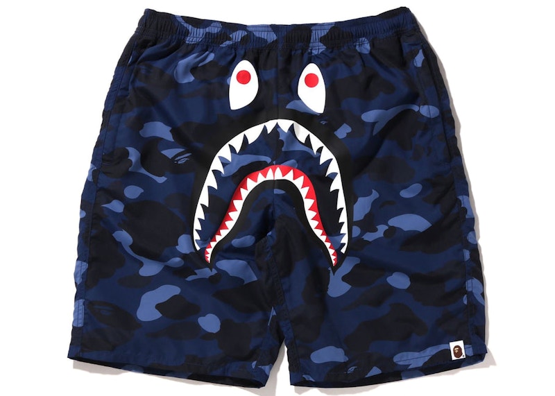 BAPE Color Camo Shark Beach Shorts (SS22) Navy