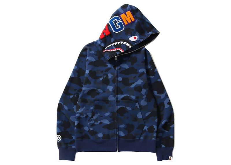 BAPE Color Camo Shark Full Zip Hoodie (FW21) Navy