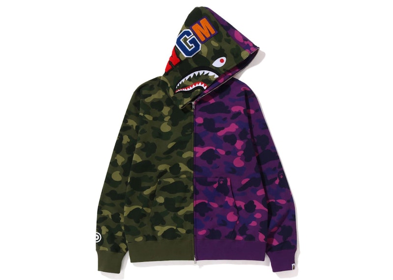 BAPE Color Camo Shark Full Zip Hoodie (FW22) Green Purple