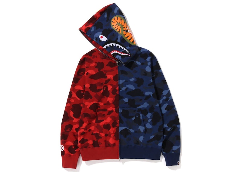 BAPE Color Camo Shark Full Zip Hoodie (FW22) Red Navy