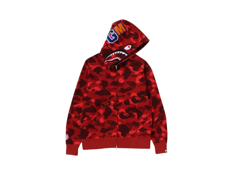 BAPE Color Camo Shark Full Zip Hoodie (FW24) Red