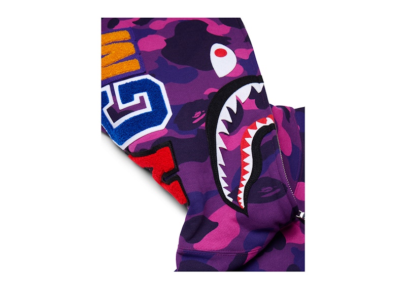 BAPE Color Camo Shark Full Zip Hoodie Purple