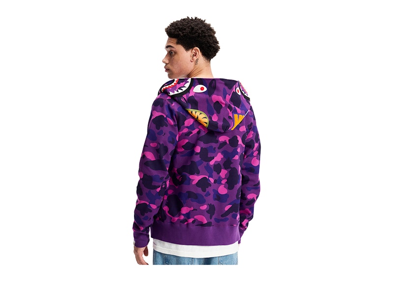 BAPE Color Camo Shark Full Zip Hoodie Purple