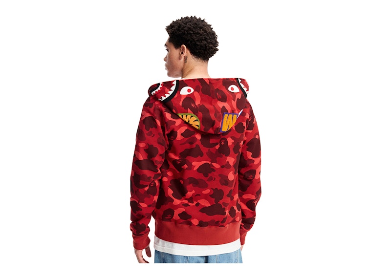 BAPE Color Camo Shark Full Zip Hoodie Red