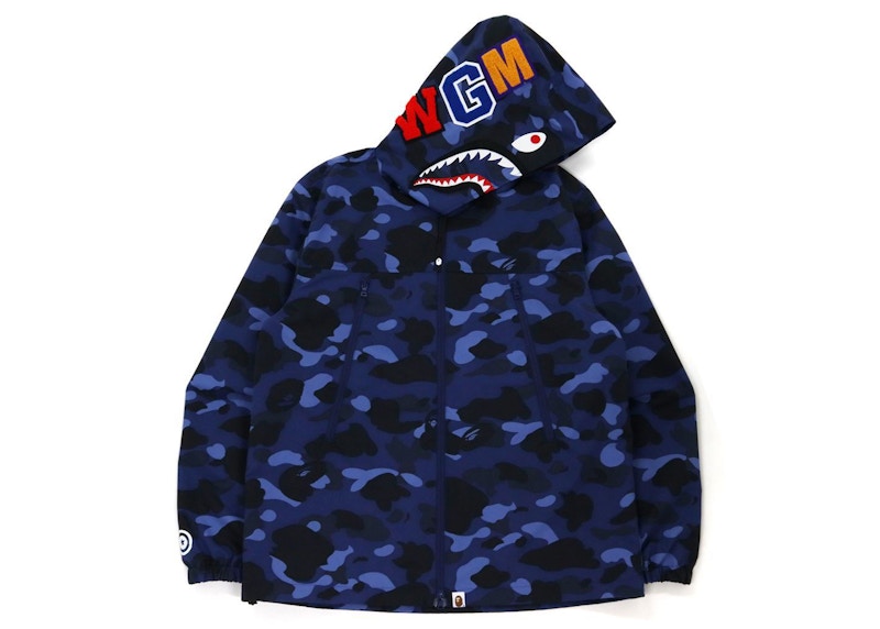 BAPE Color Camo Shark Hoodie Jacket (FW21) Navy