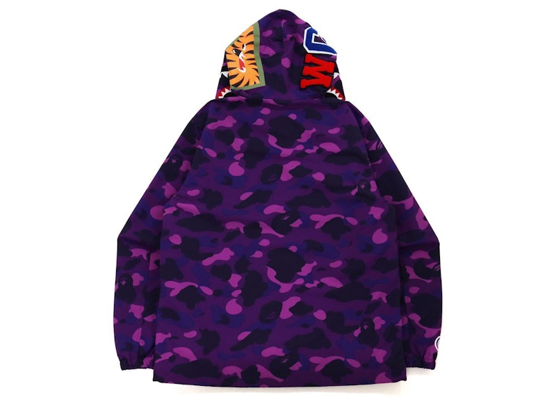 BAPE Color Camo Shark Hoodie Jacket (FW21) Purple