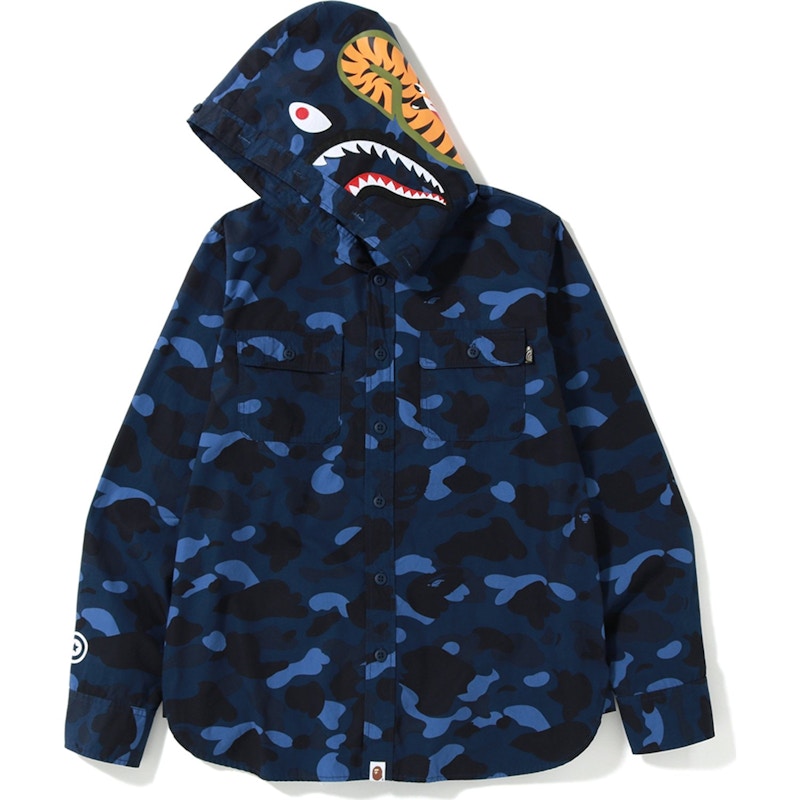 BAPE Color Camo Shark Hoodie Shirt Blue