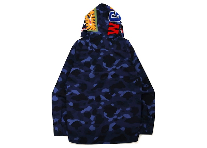 BAPE Color Camo Shark Hoodie Shirt (FW21) Navy