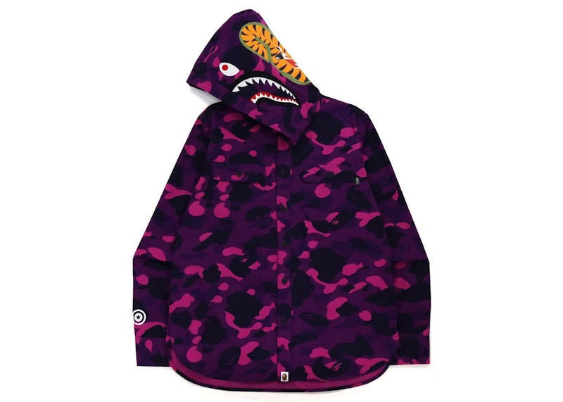 BAPE Color Camo Shark Hoodie Shirt (FW21) Purple