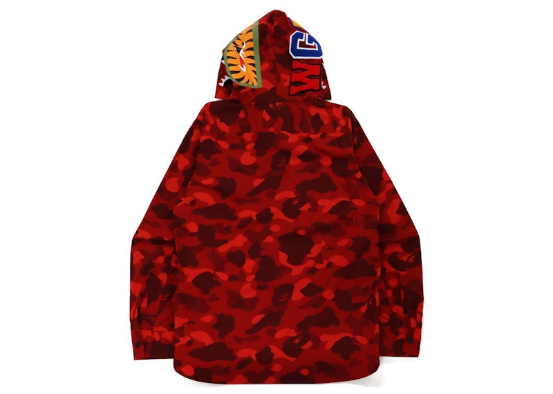 BAPE Color Camo Shark Hoodie Shirt (FW21) Red