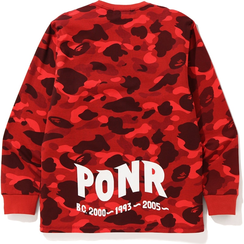 BAPE Color Camo Shark L/S Tee Red
