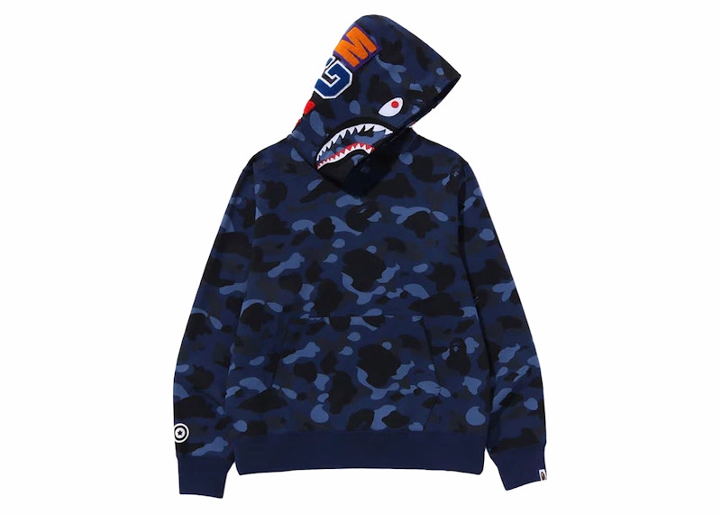 BAPE Color Camo Shark Pullover Hoodie Navy