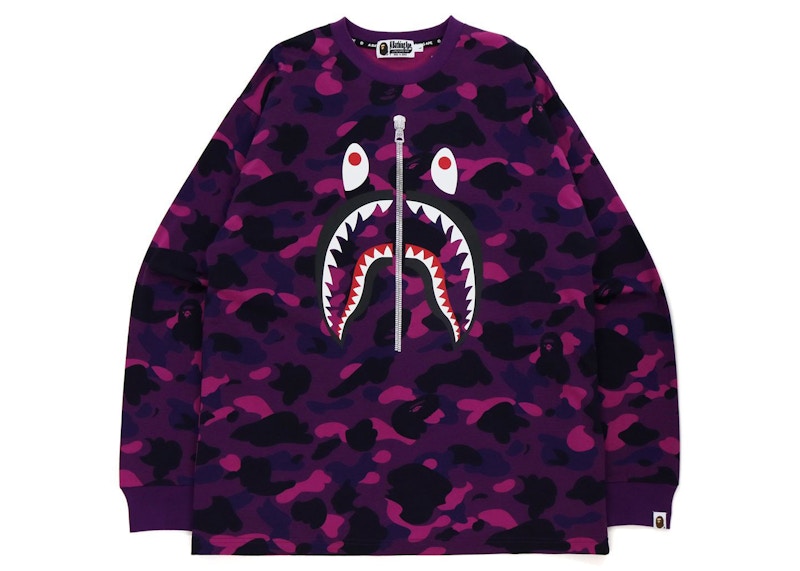 BAPE Color Camo Shark Relaxed Fit L/S Tee Purple