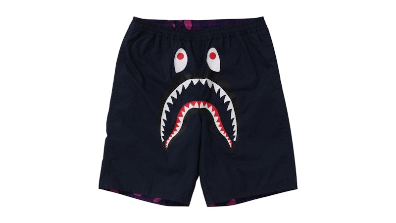 BAPE Color Camo Shark Reversible Shorts Purple Navy