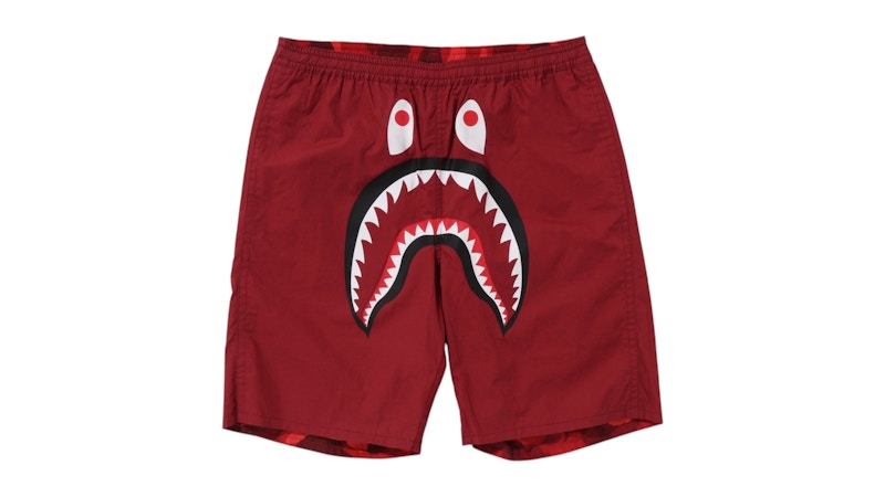 BAPE Color Camo Shark Reversible Shorts Red