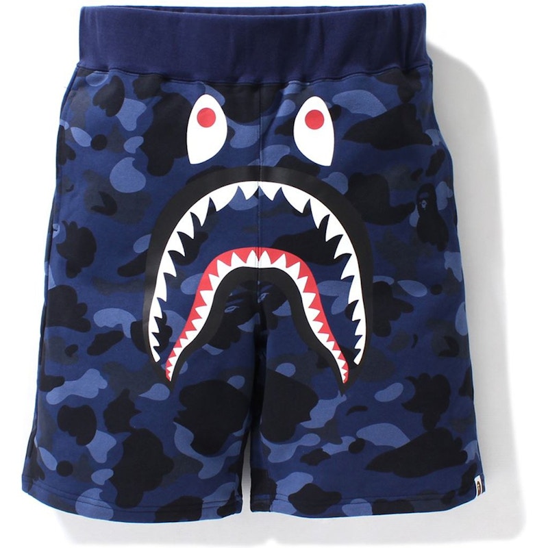BAPE Color Camo Shark Sweat Shorts (SS21) Navy