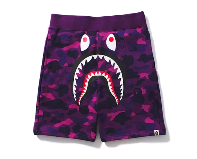 BAPE Color Camo Shark Sweat Shorts Purple