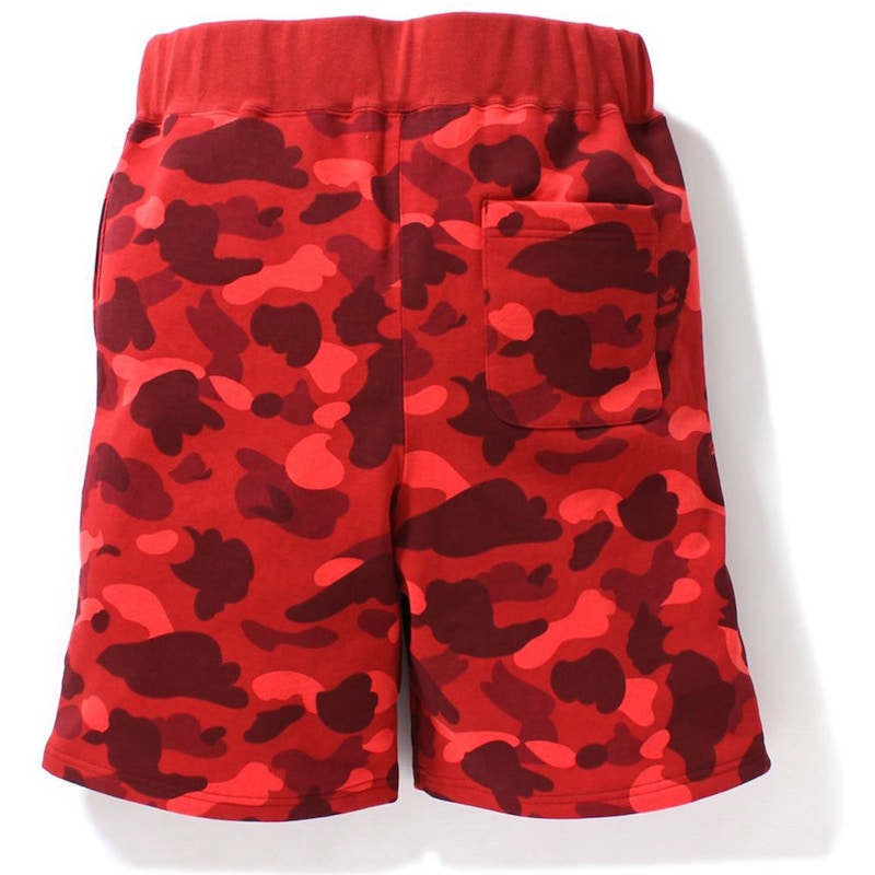 BAPE Color Camo Shark Sweat Shorts Red