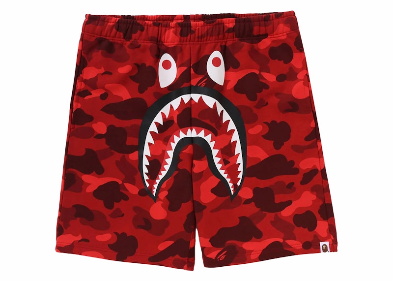 BAPE Color Camo Shark Sweat Shorts (SS24) Red