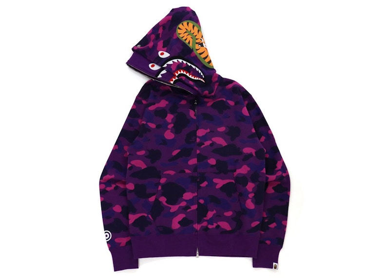 BAPE Color Camo Shark Wide Fit Full Zip Double Hoodie Purple