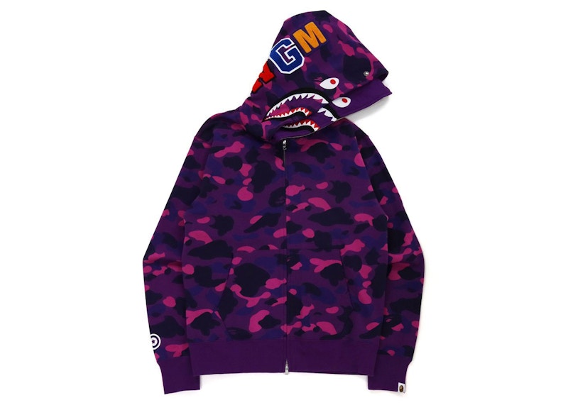 BAPE Color Camo Shark Wide Fit Full Zip Double Hoodie Purple