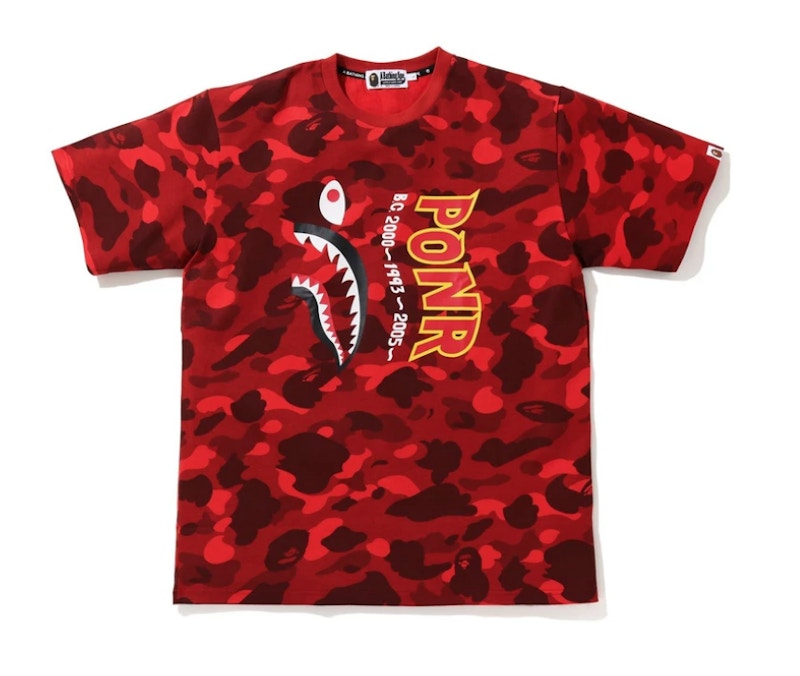 BAPE Color Camo Shark Wide Fit Tee Red
