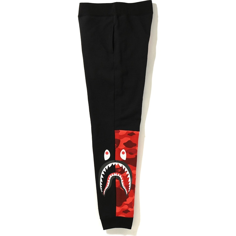 BAPE Color Camo Side Shark Slim Sweat Pants Black/Red
