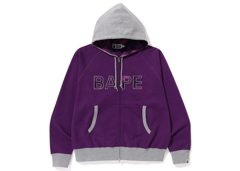 BAPE Color Camo Thermal Patch Loose Fit Zip Hoodie Purple