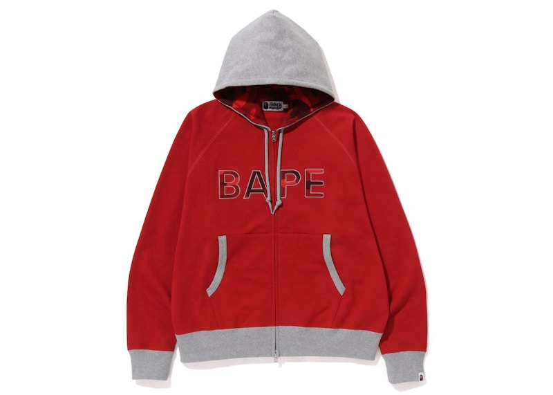 BAPE Color Camo Thermal Patch Loose Fit Zip Hoodie Red
