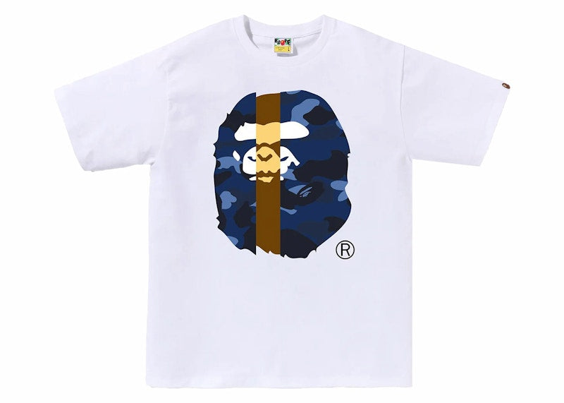 BAPE Color Camo Transform Big Ape Head Tee White/Navy