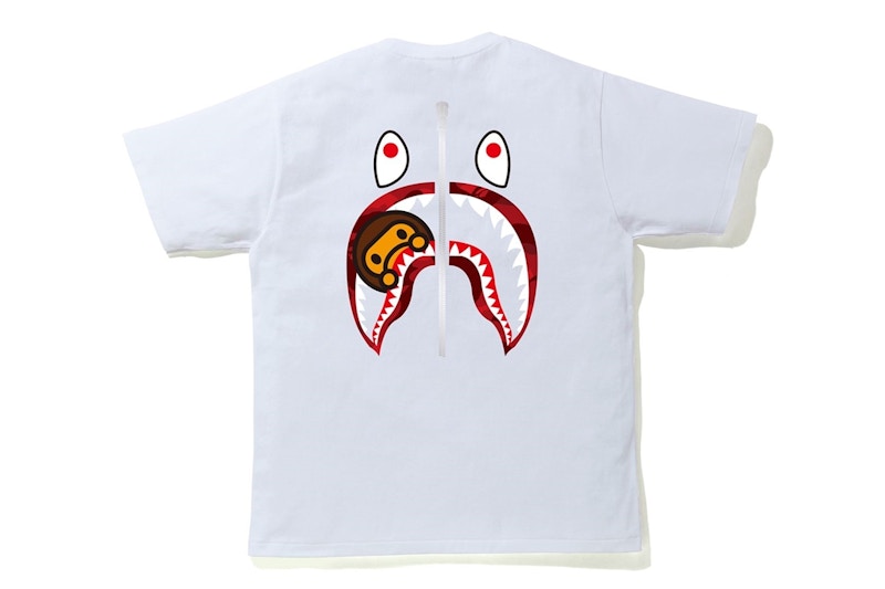 BAPE Color Camo WGM Milo Shark Tee White/Red