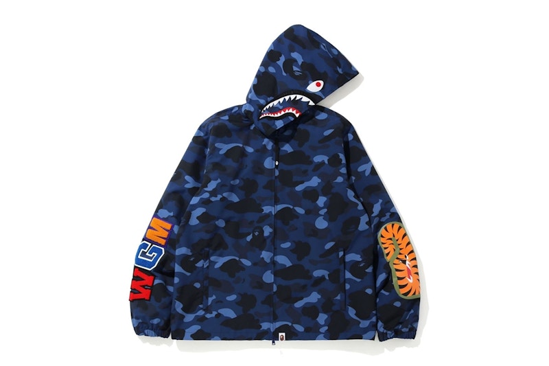 BAPE Color Camo WGM Shark Hoodie Jacket Blue