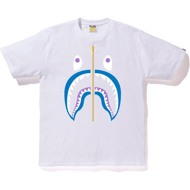BAPE Colors Gold Zip Shark Tee (SS19) White