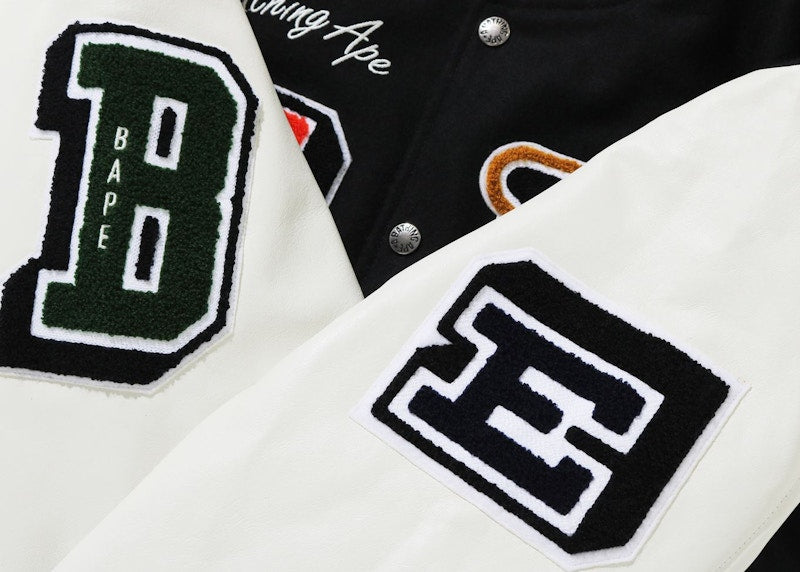 BAPE Crazy Patch Varsity Jacket Black