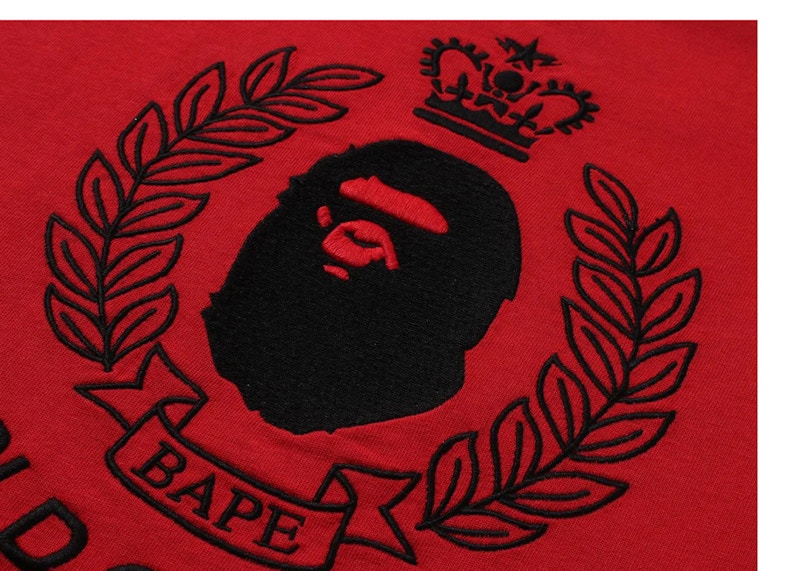 BAPE Crest College Logo Relaxed Fit Tee Red
