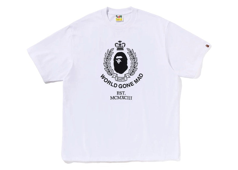 BAPE Crest College Logo Relaxed Fit Tee White
