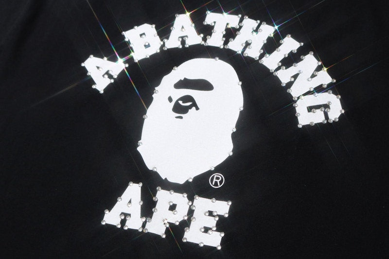 BAPE Crystal Stone College Tee Black/Clear