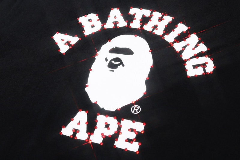 BAPE Crystal Stone College Tee Black/Red