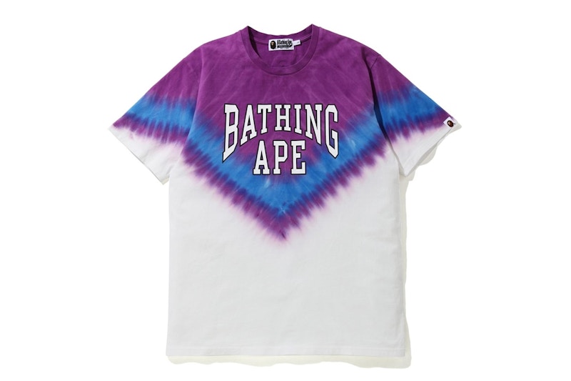 BAPE Curved Logo Tie Dye Tee Purple