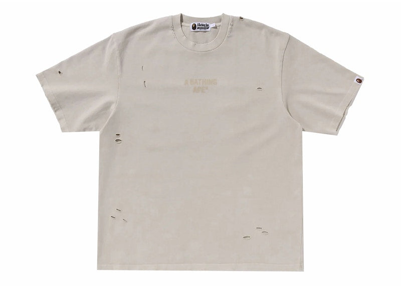 BAPE Damaged Garment Dyed Relaxed Fit Tee Ivory