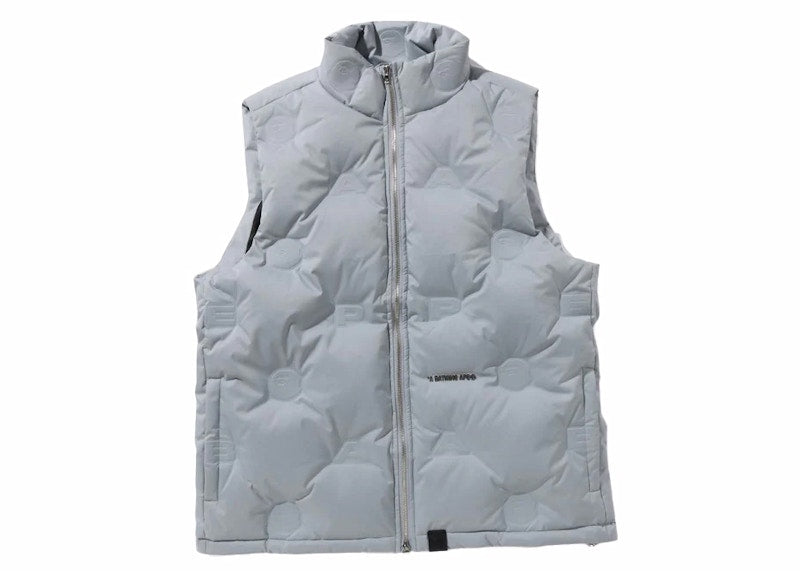 BAPE Debossed Monogram Puffer Down Vest Gray