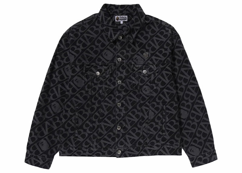 BAPE Denim Monogram Metal One Point Jacket Black