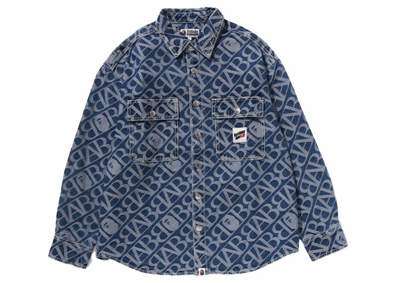 BAPE Denim Monogram Metal One Point Shirt Blue