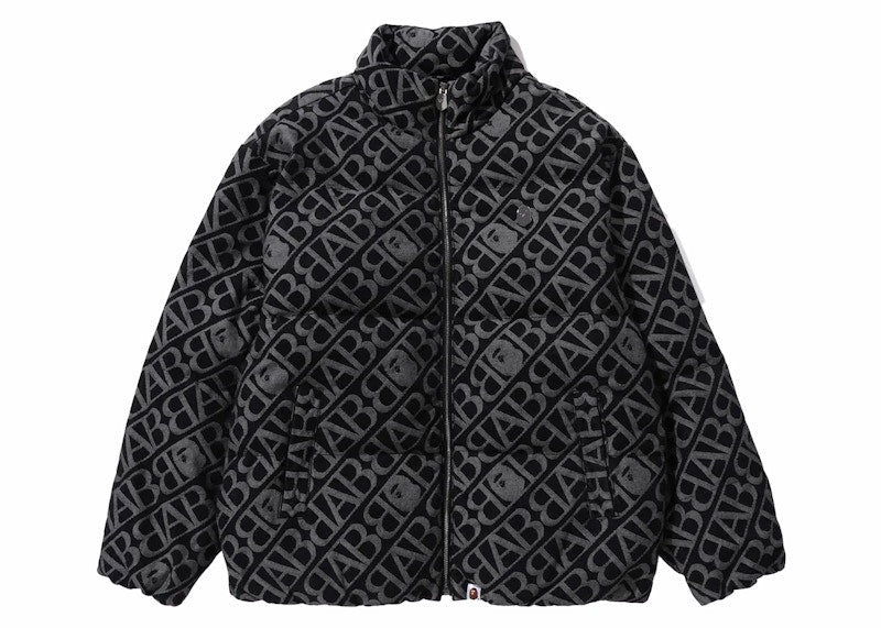 BAPE Denim Monogram Puffer Down Jacket Black