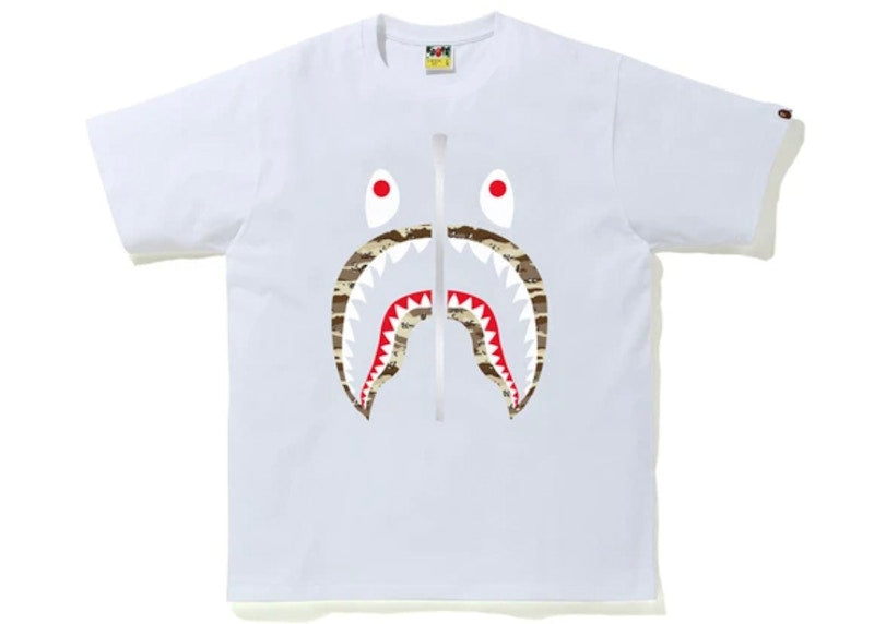 BAPE Desert Camo Shark Tee White/Beige